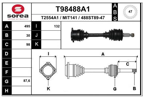 EAI Antriebswelle Vorne Rechts FüR Mitsubishi L 200/Triton Kb_T Ka_T T98488A1-image