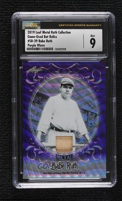 2019 Leaf Collection Game-Used Bat Purple Wave 3/5 Babe Ruth #SB-39 HOF 0rm6
