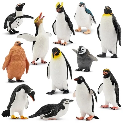 Toymany 12-pcs Penguin Animal Figurine Collectible Hand-painted Toy Set