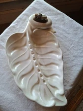 Vintage AshTray USA #2223 with Original Lighter Ceramic MCM  10.5" (chip)