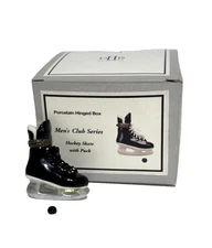 PHB Porcelain Hinged Box Men's Hockey Skate With Puck Trinket Midwest Cannon New