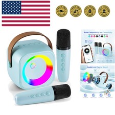 Karaoke Machine, Portable Bluetooth Speaker with 2 Wireless Microphones for K...