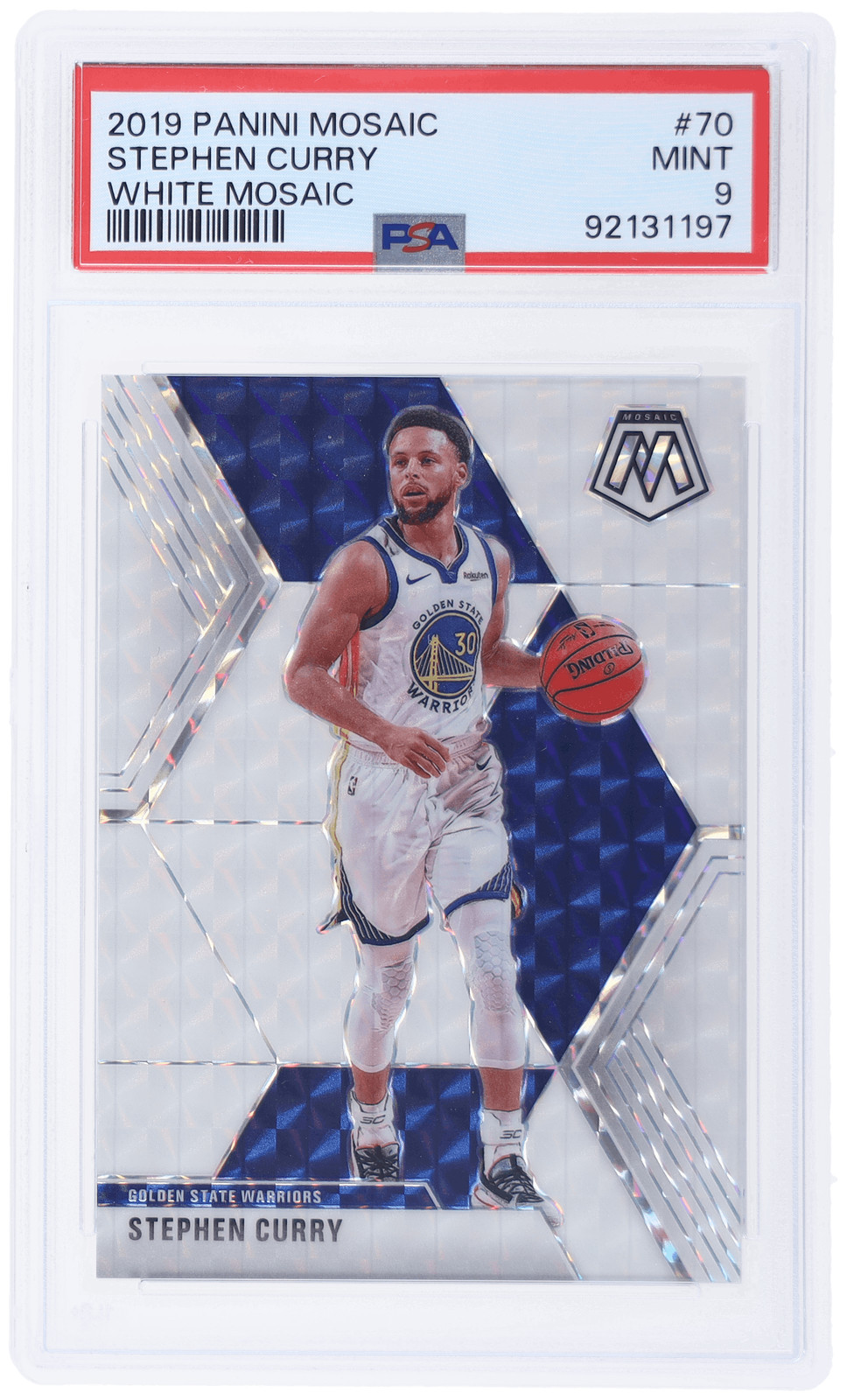 2019 Panini Mosaic Stephen Curry White Mosaic #70 /25 PSA 9