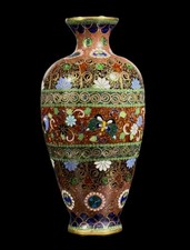 多色景泰蓝1850-1899 年日本花瓶| eBay