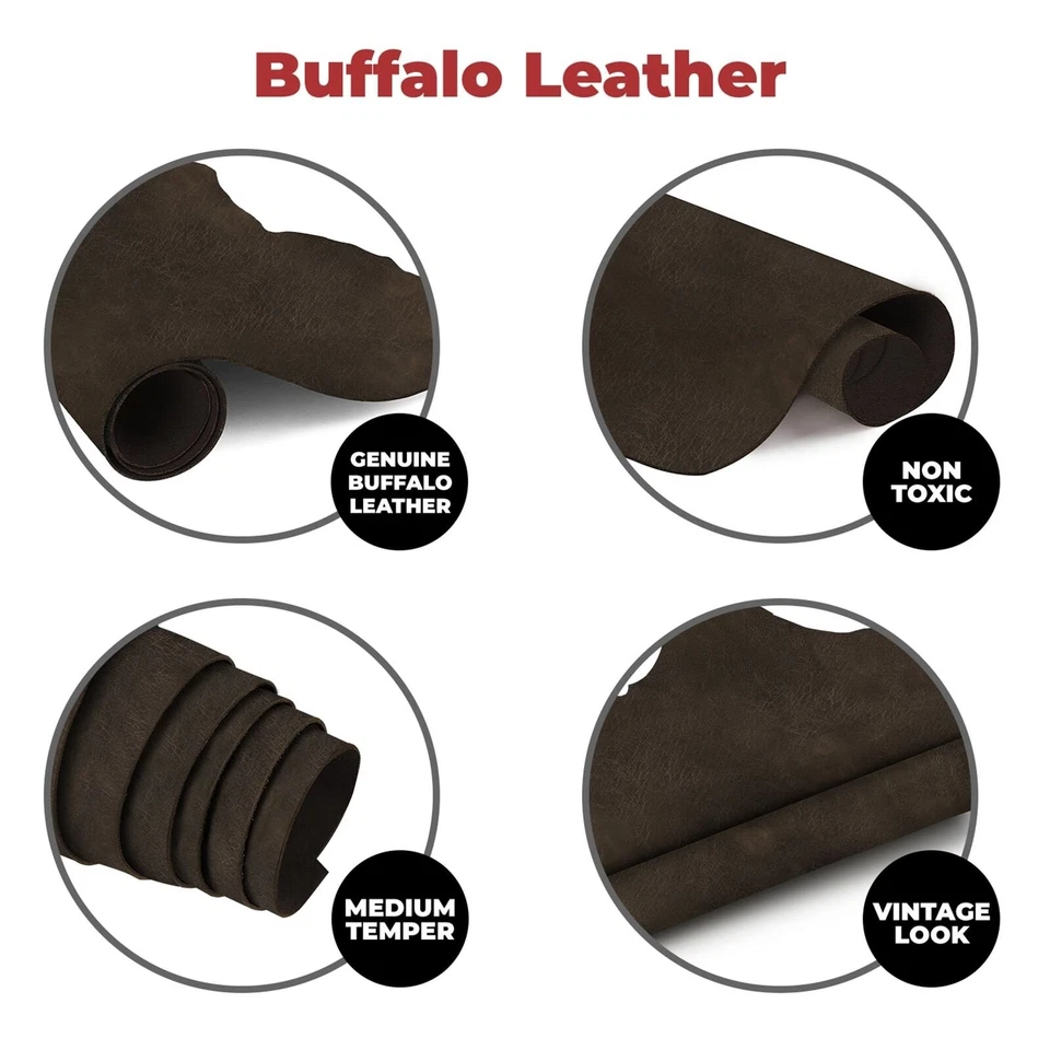 European Leather Work Buffalo Hide 8-10 oz (3-4mm) | Pre-Cut Leather - Image 3 of 4
