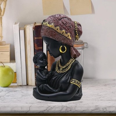 Afrikanische Mutter-Kind-Statue, Büste, Statue für Bücherregal,