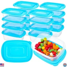 18-Pack 33 Oz Stackable Plastic Food Storage Containers with Lids - Microwave