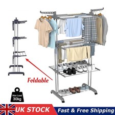 4 Tier Foldable Clothes Airer Rack Indoor Outdoor Dryer Laundry Dry Rail Hanger