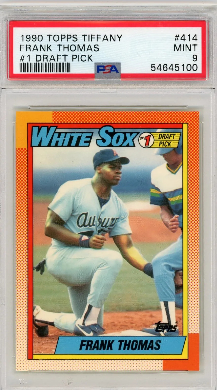 1990 Topps Tiffany Frank Thomas #414 #1 Draft Pick PSA 9