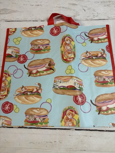 HomeGoods Shopping Bag Colorful CATS With Food Reusable Tote Bag 18x19.5 - Bild 1 von 2