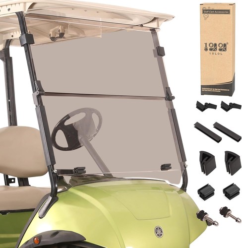 10L0L Golf Cart Windshield for Yamaha G29/Drive 2007-2016, Clear/Tinted PC Fold