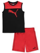 PUMA BOYS OUTFIT - 231 RED BLACK SZ 6 - BASKETBALL SOCCER SHIRT SHORTS SET 2
