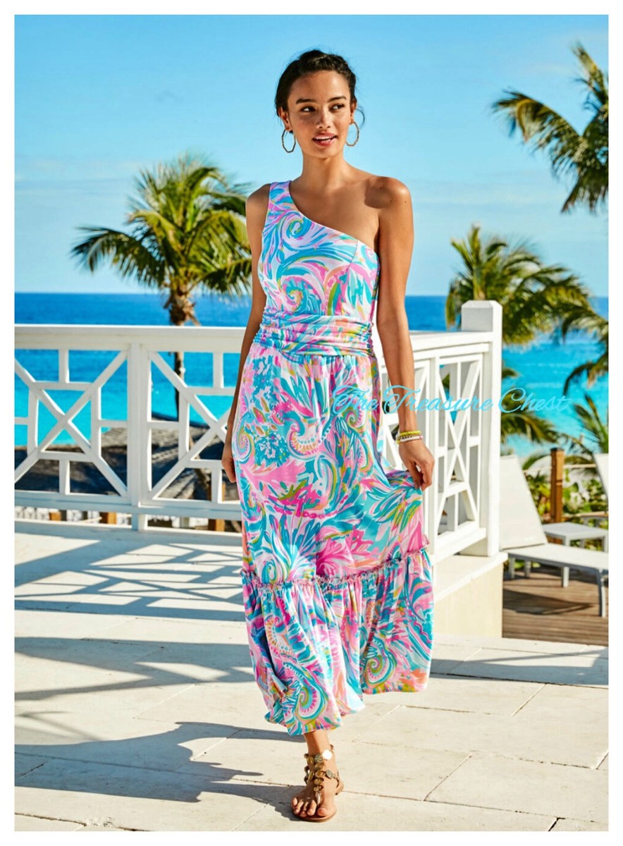 Lilly Pulitzer NWT Mooney Midi Dress Carnivale Coral $198 Size L