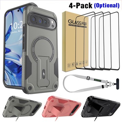 For Google Pixel 9 Pro XL/Pro/9 Lanyard Case Hybrid Stand Cover/Screen Protector