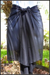 sarong wrap skirt sheer hawaii solid vacation bikini beach dress