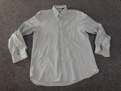 bobby jones golf shirt medium green mens plaid button up casual