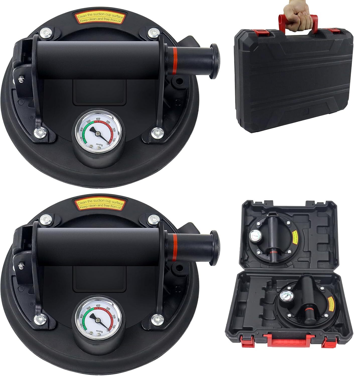 Glass Suction Cups  2 Pack Heavy Duty Suction Cups to Lift Glass with Press...