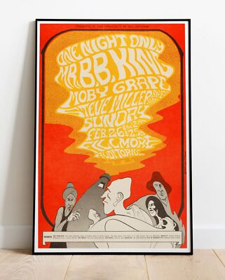 Moby Grape BB King Steve Miller 1967 Konzert Tour Foto/Poster bis 36 Zoll