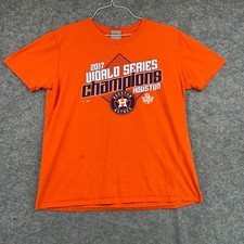 Houston Astros Shirt Mens Large Orange 2017 World Series Champion Line Up MLB
