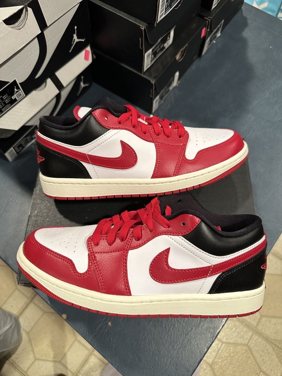Size 9.5W - Women's Jordan 1 Low White Gym Red Black DC0774-160