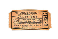 Rare Amusement Coney Island NY Thunderbolt Ride Roller Coaster Ticket 1960-70s
