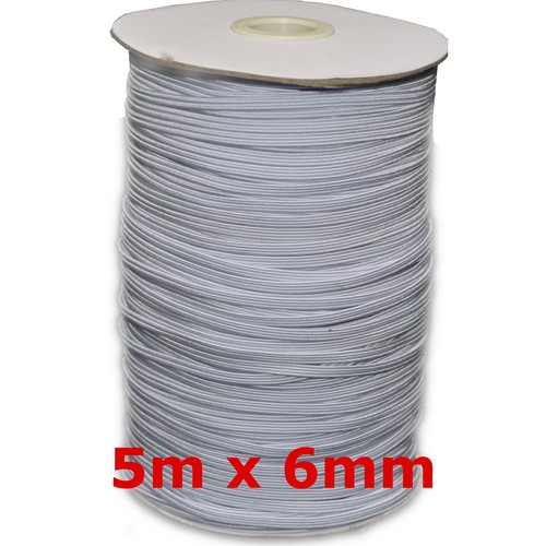 5m x 3mm/5mm/6mm Gummiband kochfest leichter Zug Gummilitze schwarz weiß Maske - Bild 11 von 17