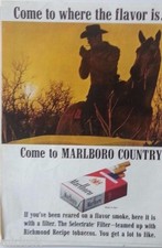 1964 Marlboro Red Cigarettes Cowboy Horse Hat Smoking Where Flavor Is Ad