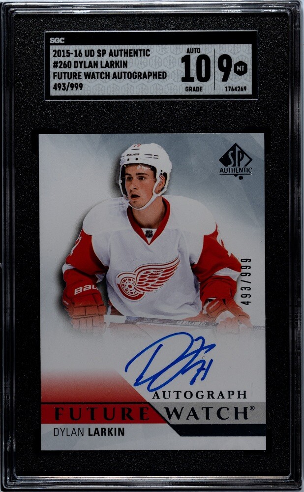 DYLAN LARKIN 2015-16 SP Authentic FUTURE WATCH SGC 9.0/10 MINT AUTO #/999 QTY