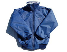 Vintage 1980's Patagonia Mens Small Shelled Deep Pile Fleece Blue Bomber Jacket