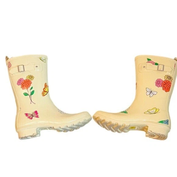 Botas de Lluvia Disney Edición Limitada Ocultas Mickey Floral y Amarillo Mariposa Talla 7 Foto 2 de 4