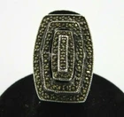 Vintage 925 Sterling Silver Marcasite Leveled Dome Large Statement Ring 6.25 sz