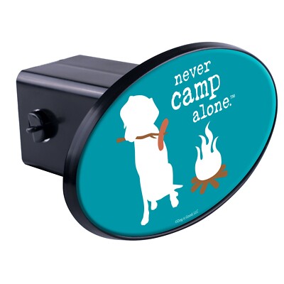 Never Camp Alone 3D Polyurethane Domed Plastic Hitch Cover Car-SUV 2'' Receiver