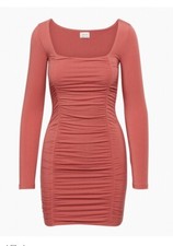 Wilfred Lydia Mini Dress Ruched Rosy Red Rouge Rose Size Large