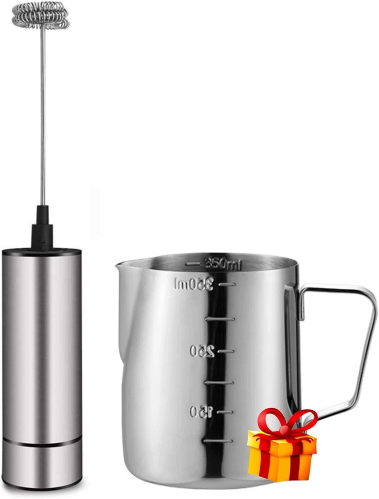 Milk Frother Handheld Battery Operated, Coffee for Silver