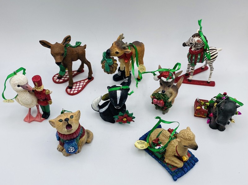 The Danbury Mint Baby Animal Christmas Ornaments Set of 9 Original Box