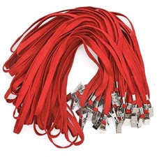 Red Lanyards 100 Pack Bulk Badge Lanyards with Clip Neck Flat Lanyard with Ba...