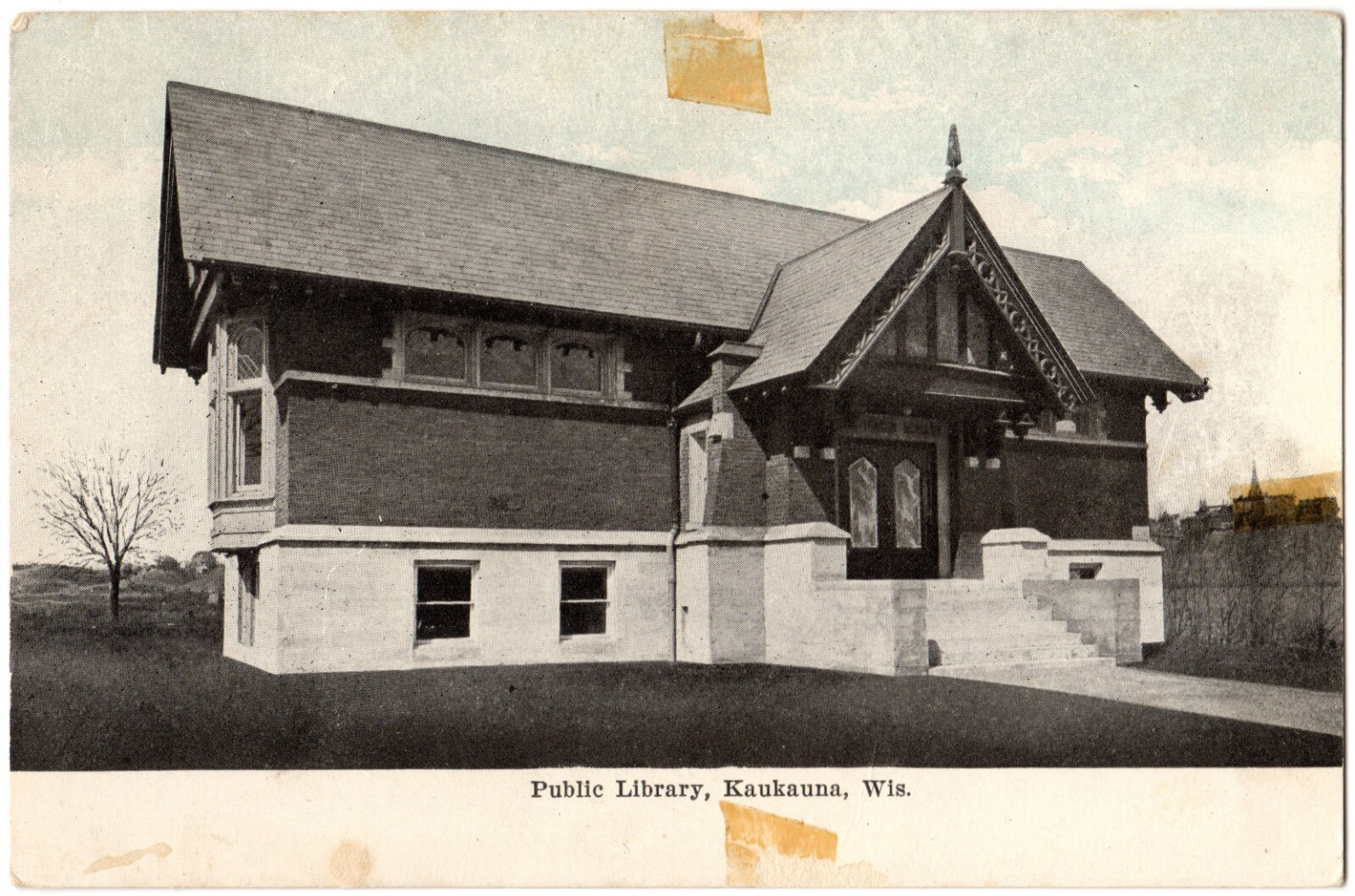 KAUKAUNA, WI Public Library, H. G. Brauer pub., Wisconsin Postcard ca