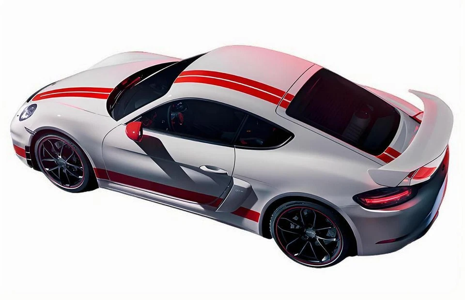 Pegatina gráfica a rayas de carreras para Porsche 718 Boxster Cayman capó techo trasero Foto 2 de 4