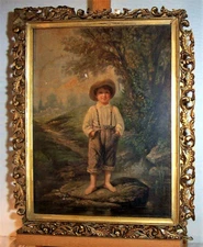 1871 Antique Prang Chromolithograph BAREFOOT BOY Whittier American Cottagecore