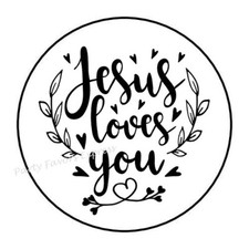 30 JESUS LOVES YOU ENVELOPE SEALS LABELS STICKERS PARTY FAVORS 1.5" ROUND