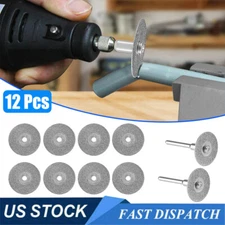 12 Pcs Diamond Cutting Wheel Saw Blades Cut Off Discs Set for Dremel Rotary Tool