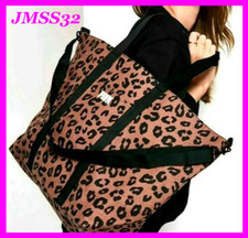 Victoria's Secret Pink Leopard Large 23" x 14" Zip Top Tote Bag Cocoa Powder NIP