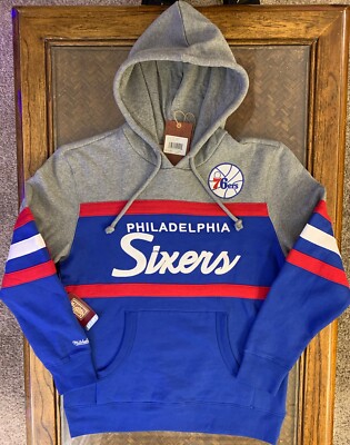 NWT MITCHELL & NESS Philadelphia 76ers Head Coach HOODIE Sweatshirt-Mens Sz MED