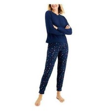 Jenni Women's Holiday Lights Waffle Pajama Top and Jogger Sleepwear Set Size M