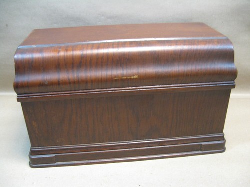 Antique White Fiddle Head Treadle Sewing Machine Parts Coffin Top w/ Logo - Picture 5 of 18