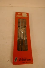 Vtg 6 pc FONDUE FORKS Set Stainless Steel Wood Handle Multi Colored Plastic Tips