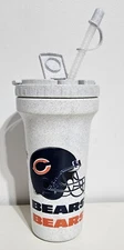 Chicago Bears Water Cup Betras Vintage 9" Straw NFL Plastics Gray Caleb Williams