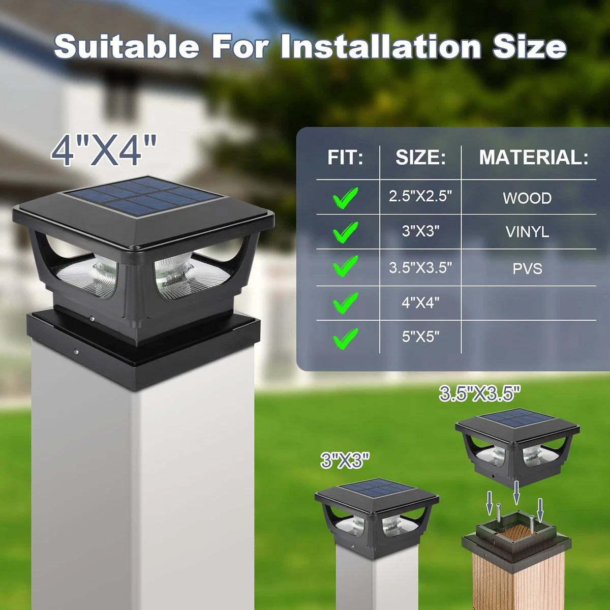 GEYUEYA Home Solar Post Lights Solar Post Cap Lights Fence Post