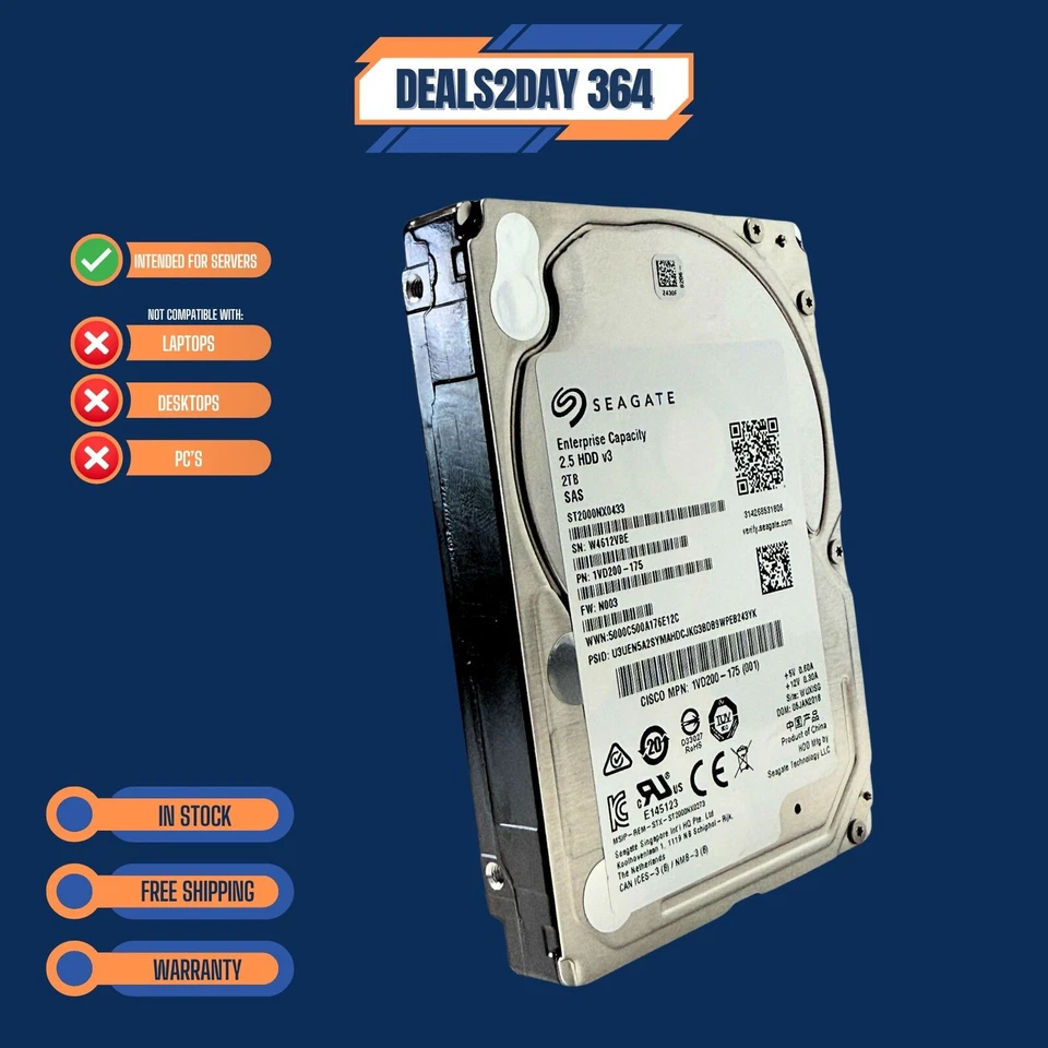 NEW Seagate ST2000NX0433 2TB 7200RPM 128MB SAS 12Gb/s 2.5" 15mm Enterprise HDD - Image 2 of 4