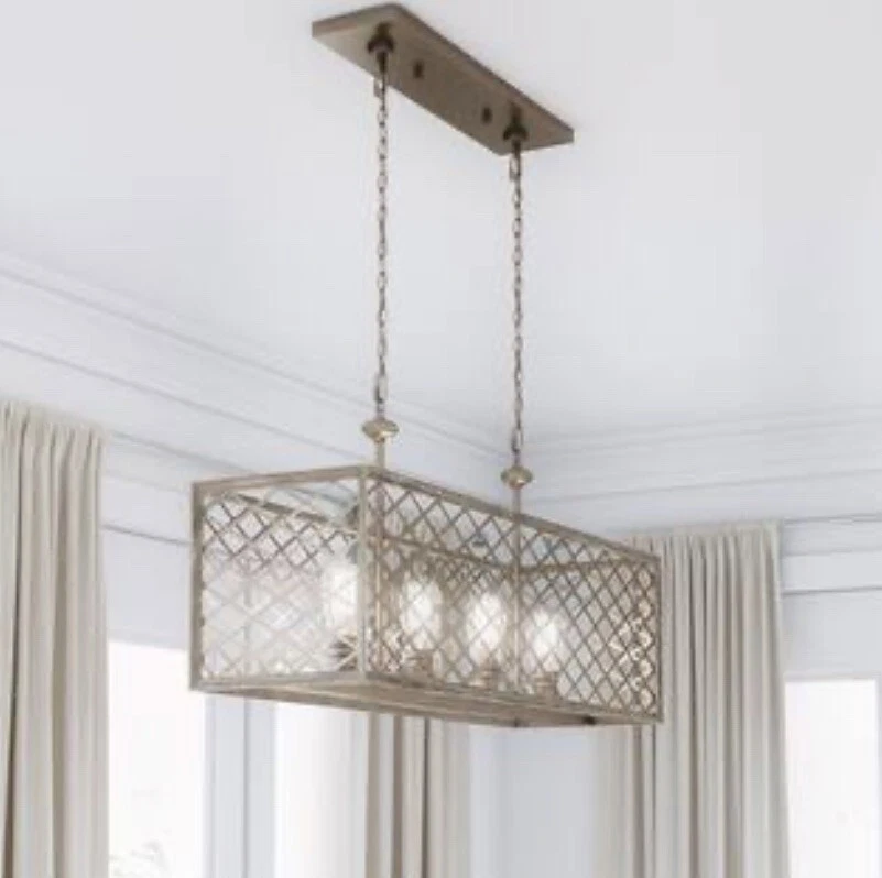 Home Decorators Wallace Manor 35 дюймов 4-светлая позолоченная оловянная линейная люстра  - Изображение 3 из 4